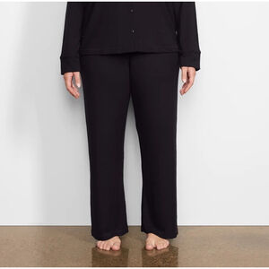 SKIMS Ribbed Lounge Pants Black Size 4X (XXXXL) Wide Leg Drawstring Modal LKNEW